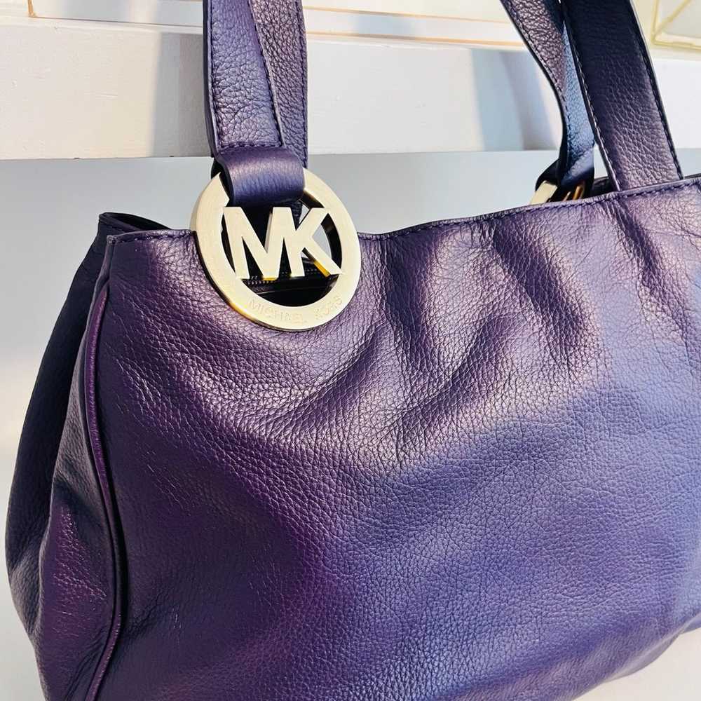 Michael Kors Fulton Shoulder Bag Large Purple Lea… - image 2