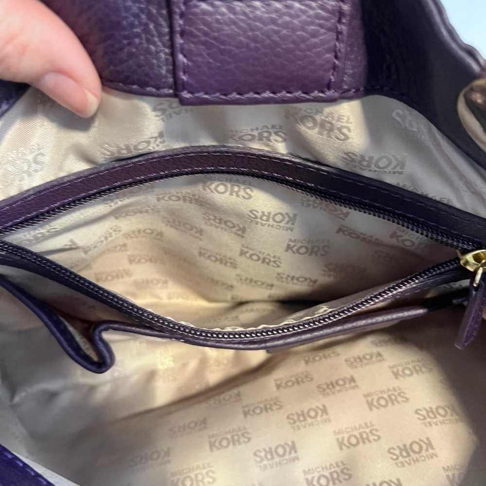 Michael Kors Fulton Shoulder Bag Large Purple Lea… - image 6