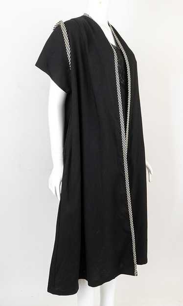 1950s Black Rayon New Look Duster Coat