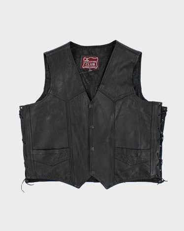 Vintage 90's Heavyweight Leather Biker Vest - XL - image 1