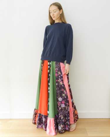 70s French Ruffle Hem Panel Skirt