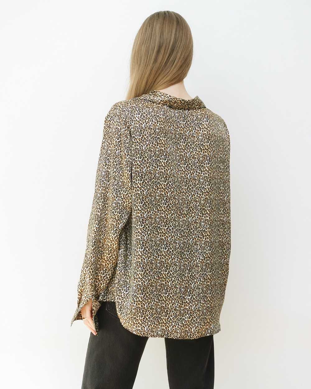 Silky Leopard Print Button Down Blouse - image 2