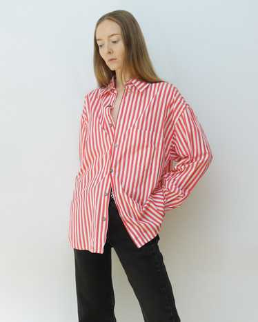 Red and White Striped Button Down Shirt