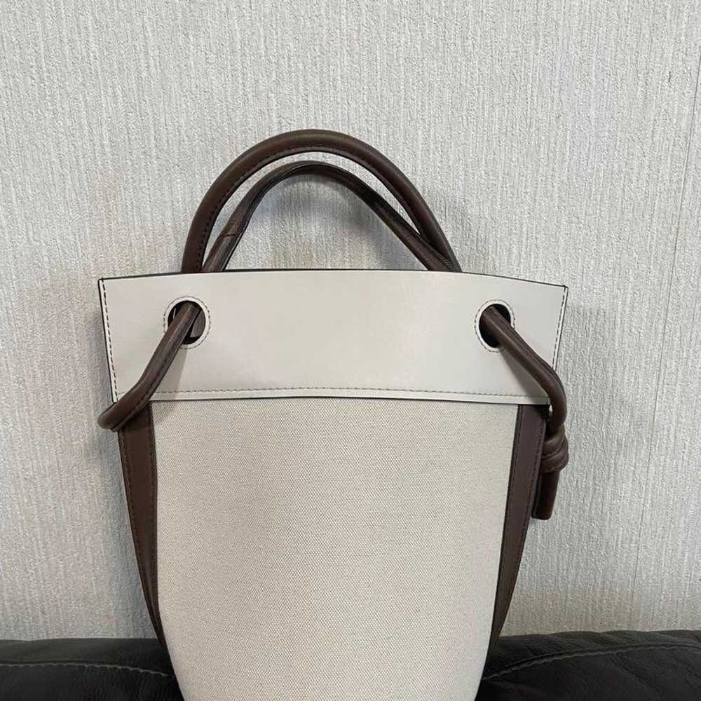 ORSETTO Leather Canvas Hand Bucket Ivory - image 2