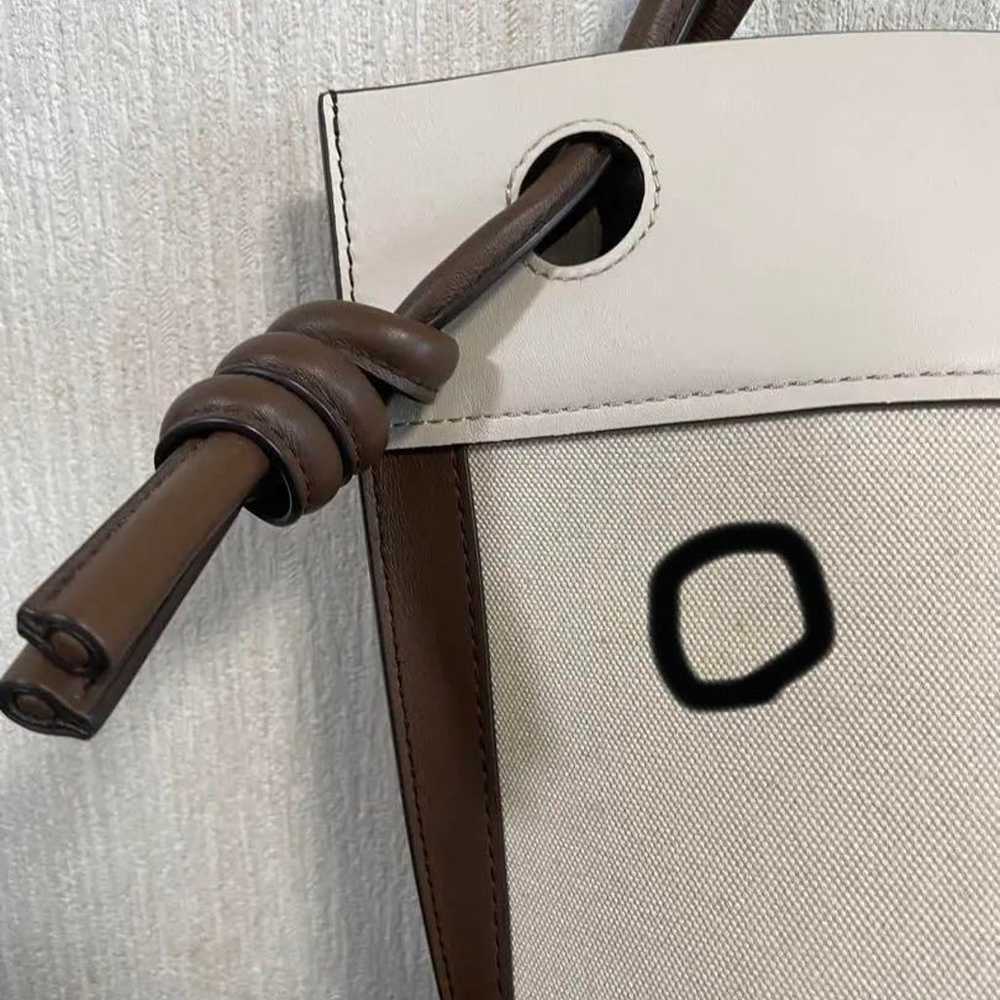 ORSETTO Leather Canvas Hand Bucket Ivory - image 4