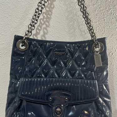 COACH POPPY NAVY LIQUID GLASS PATENT LEATHER CHAI… - image 1