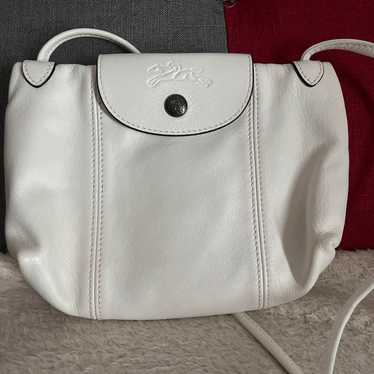 Longchamp White Leather Shoulder Bag