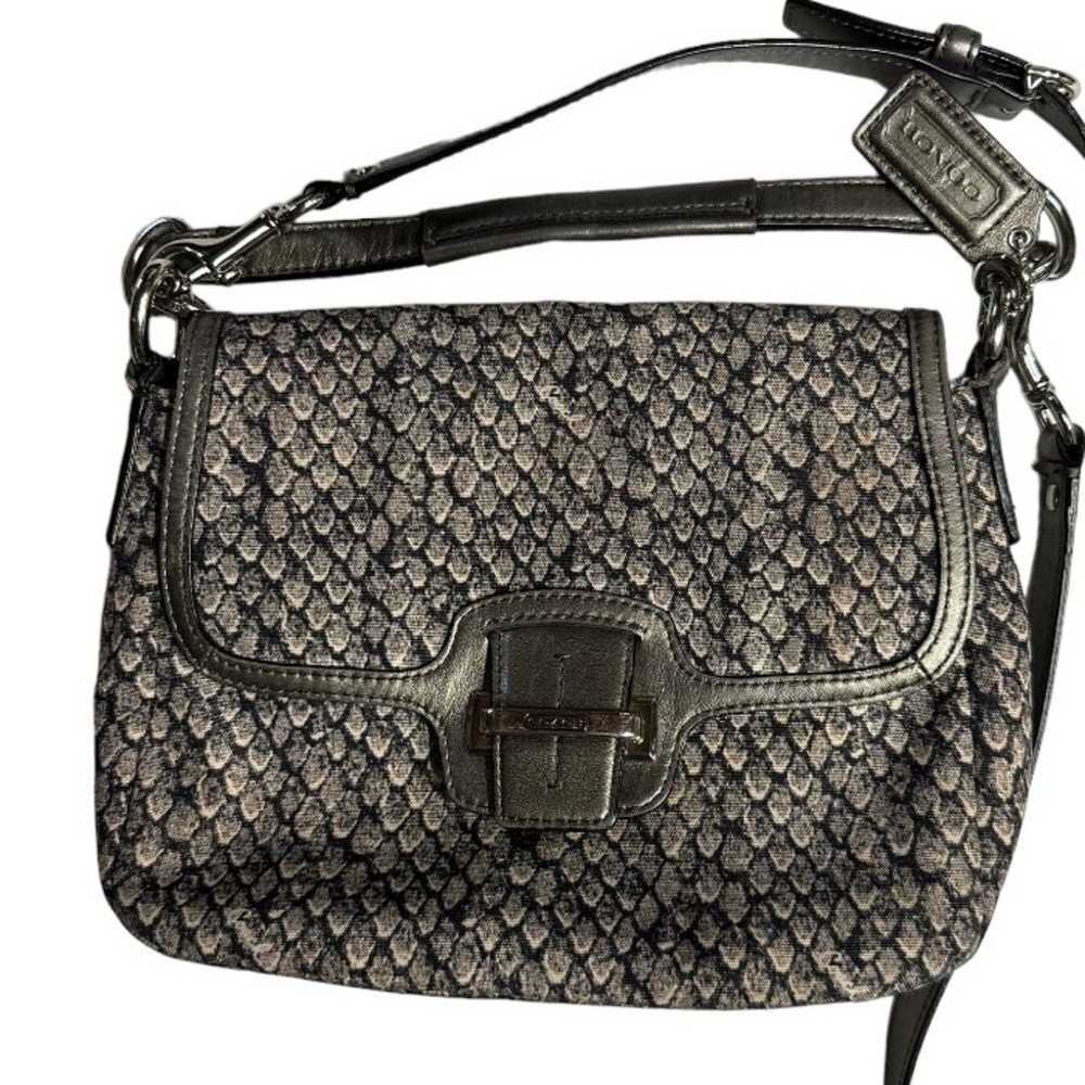 Coach Authenticated Taylor Python Print Flap Shou… - image 3