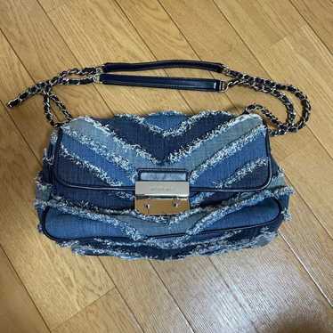 Michael Kors ☆ Stone L Denim Chevron Crossbody Bag - image 1