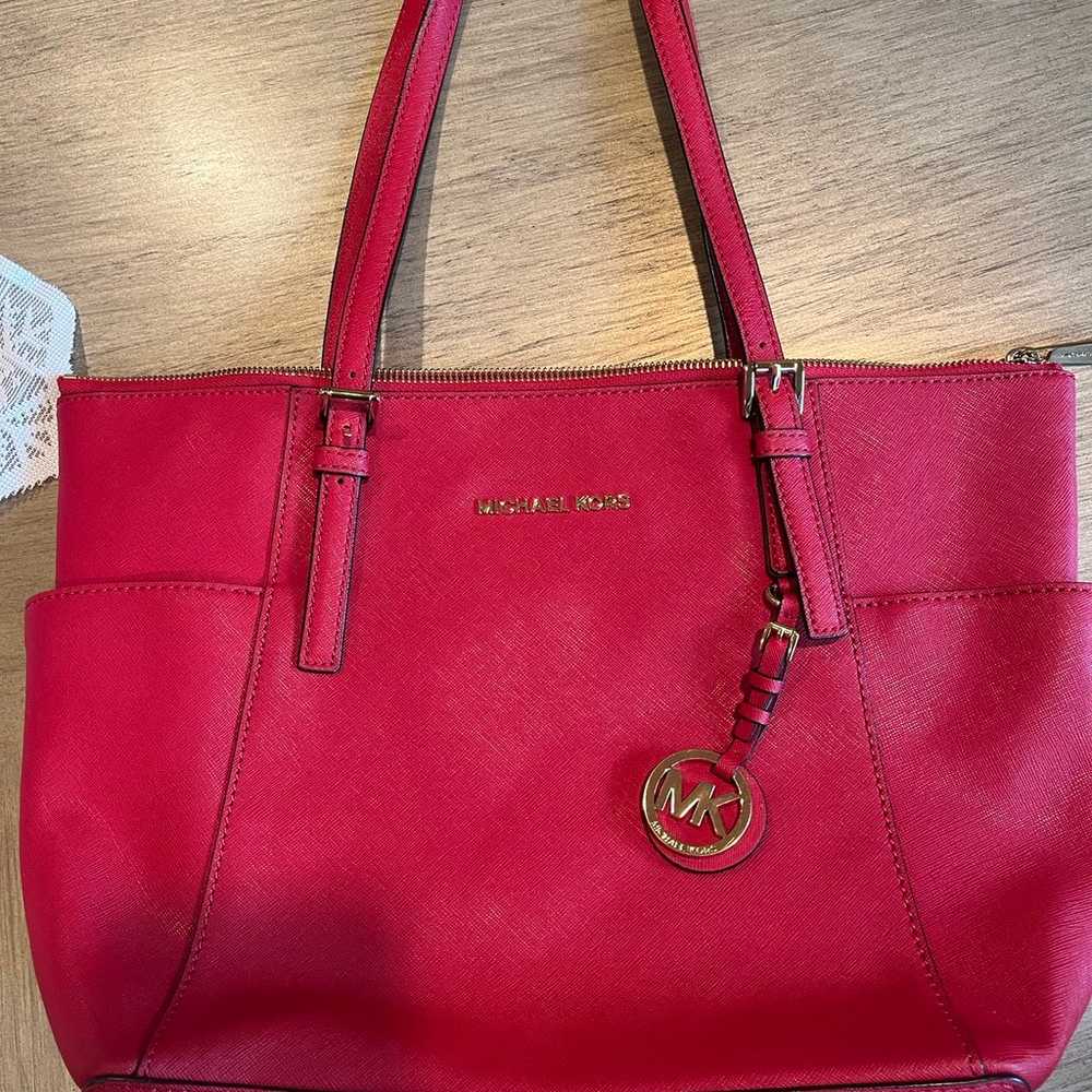 Michael Kors red zipper purse hand bag - image 1