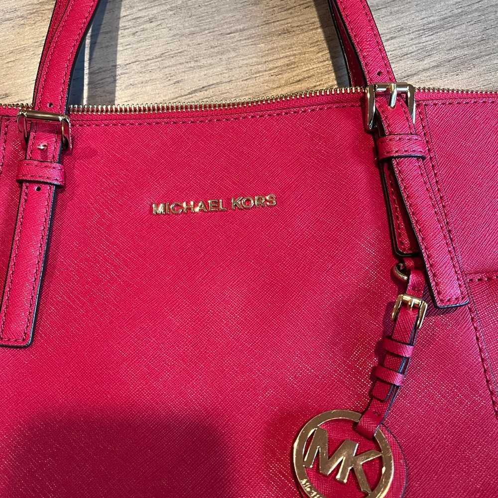 Michael Kors red zipper purse hand bag - image 2