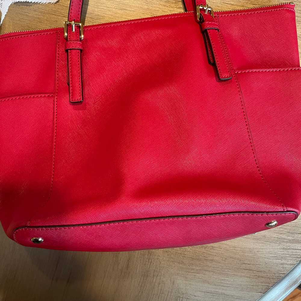 Michael Kors red zipper purse hand bag - image 5