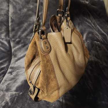 Large Coach Edie 42 in Fatigue Leather and Suede