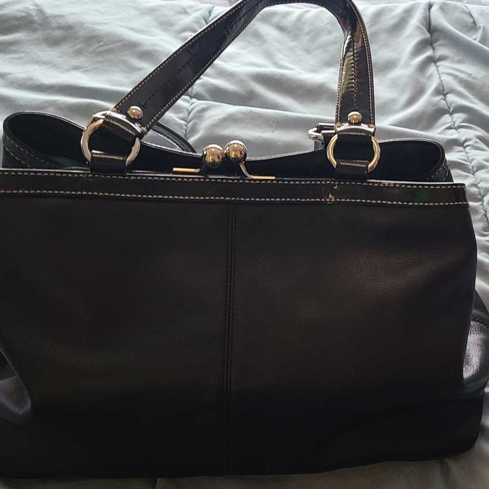 Coach Black Leather Kisslock Laura Satchel Bag Ne… - image 3