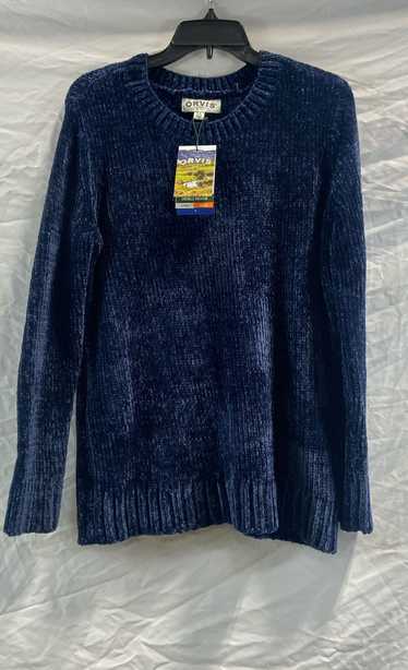 NWT Orvis Chenille Womens Blue Crew Neck Knitted P