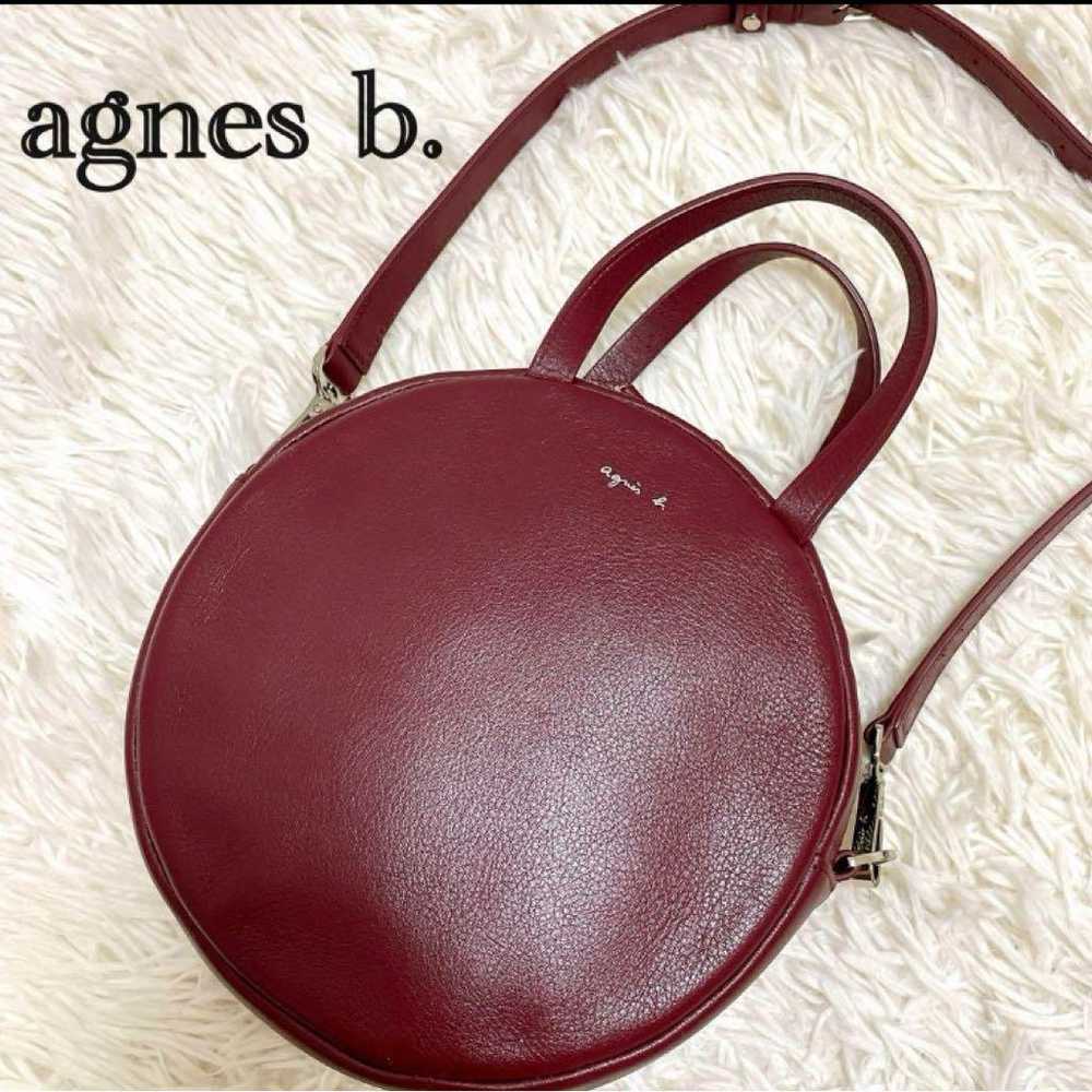 Agnes B Shoulder Bag Leather Circle Wine Red - image 1