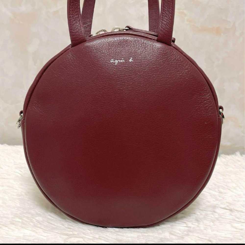 Agnes B Shoulder Bag Leather Circle Wine Red - image 2