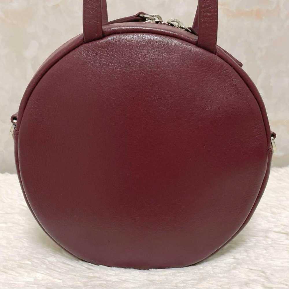 Agnes B Shoulder Bag Leather Circle Wine Red - image 3