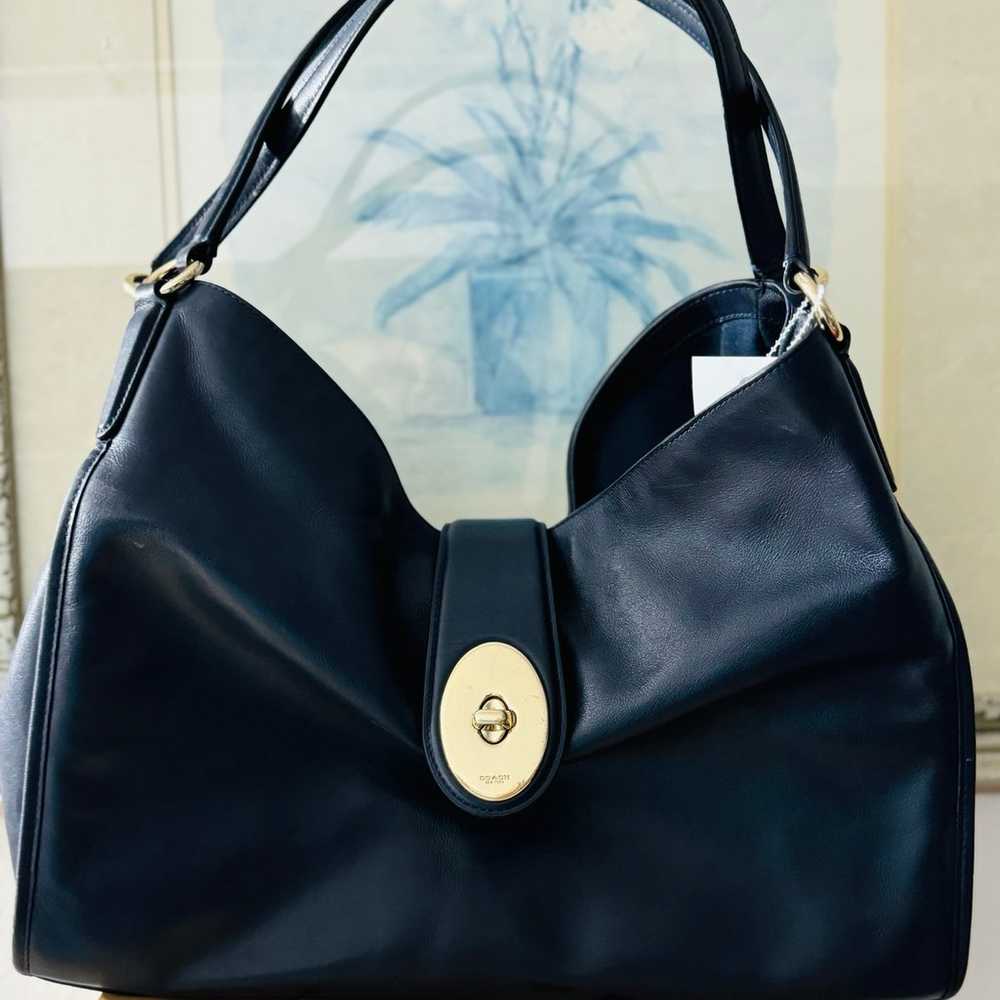 Coach Carlyle Black Smooth Leather Shoulder Bag M… - image 2