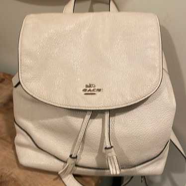 coach white pebbled leather backpack - image 1