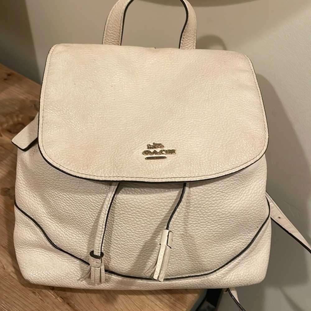 coach white pebbled leather backpack - image 7