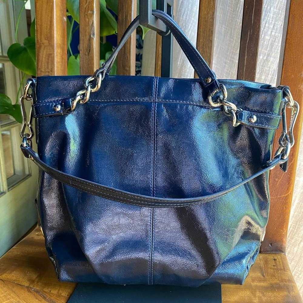 Coach "Brooke" Navy Blue Hobo Patent Leather Bag - image 1