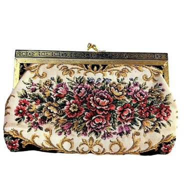 Rare Find! Vintage 40's Tapestry Clutch Purse Bag… - image 1