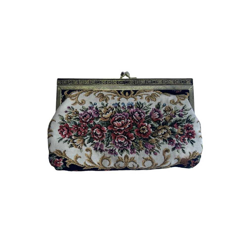 Rare Find! Vintage 40's Tapestry Clutch Purse Bag… - image 2