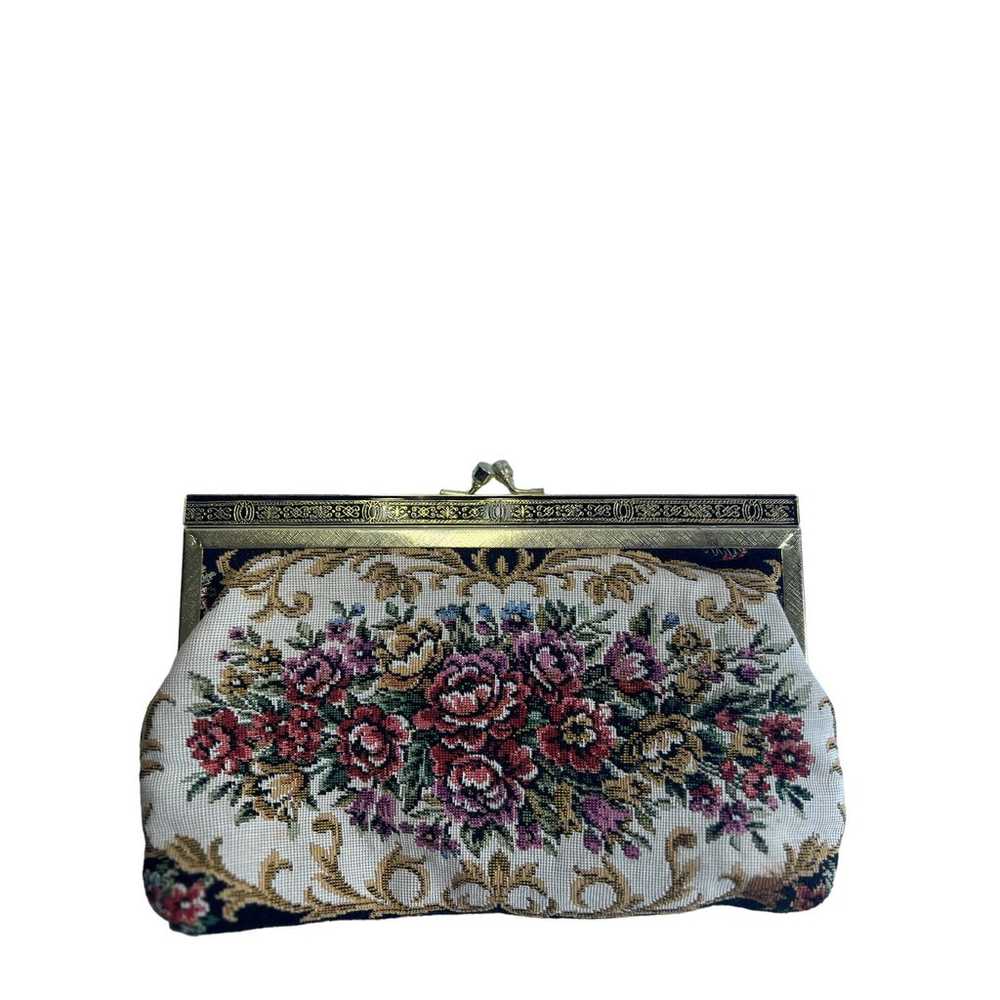 Rare Find! Vintage 40's Tapestry Clutch Purse Bag… - image 3