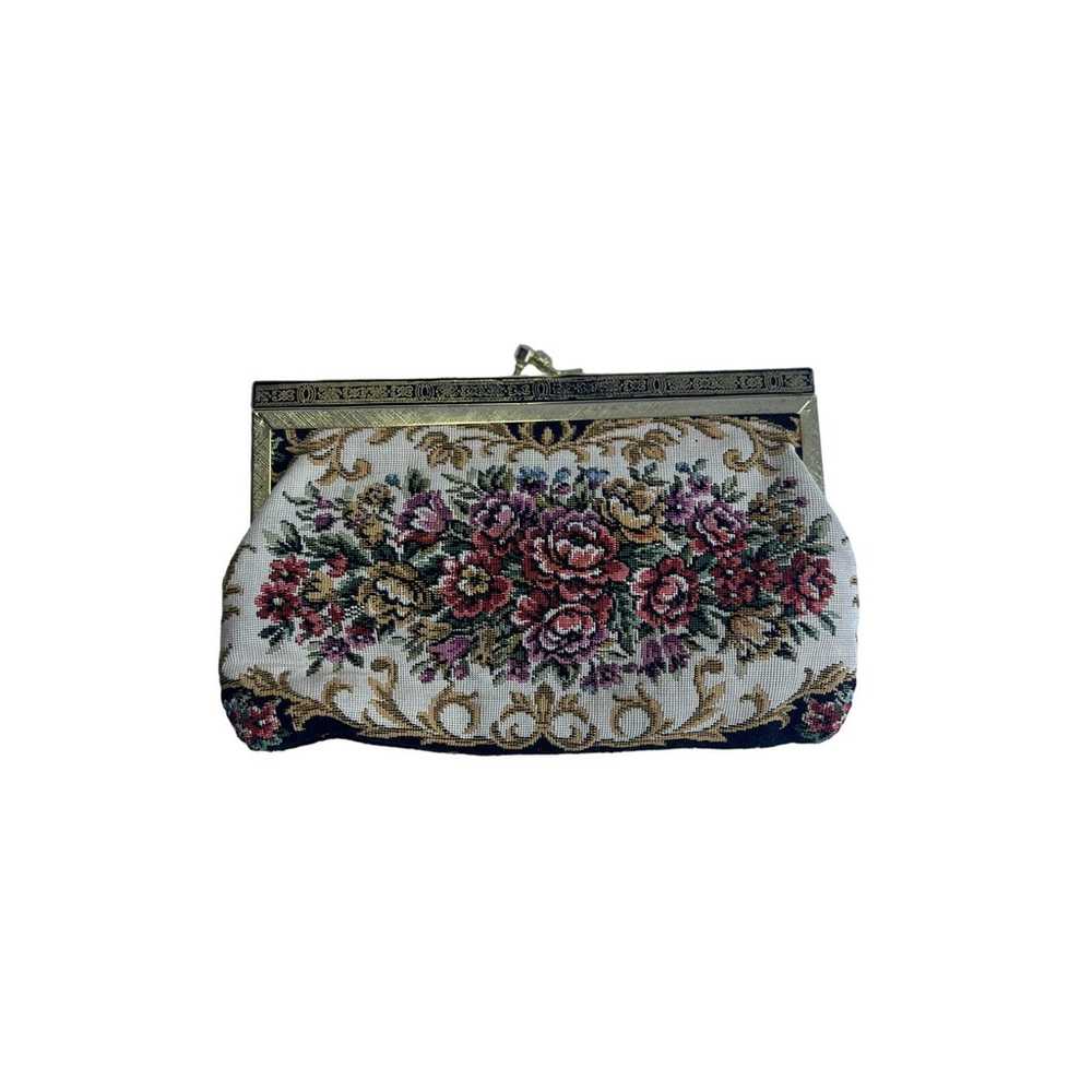 Rare Find! Vintage 40's Tapestry Clutch Purse Bag… - image 8