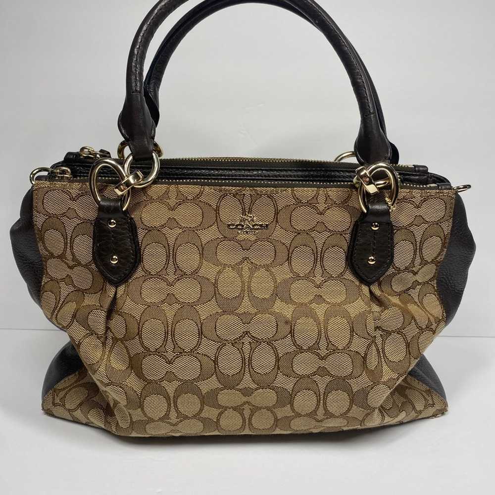 COACH Colette Signature Carryall Satchel Brown Wi… - image 1