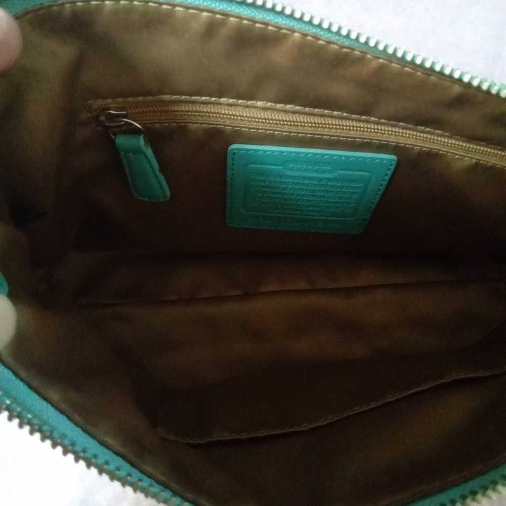 Coach Vintage Turquoise Stiched Patent Leather Sm… - image 5