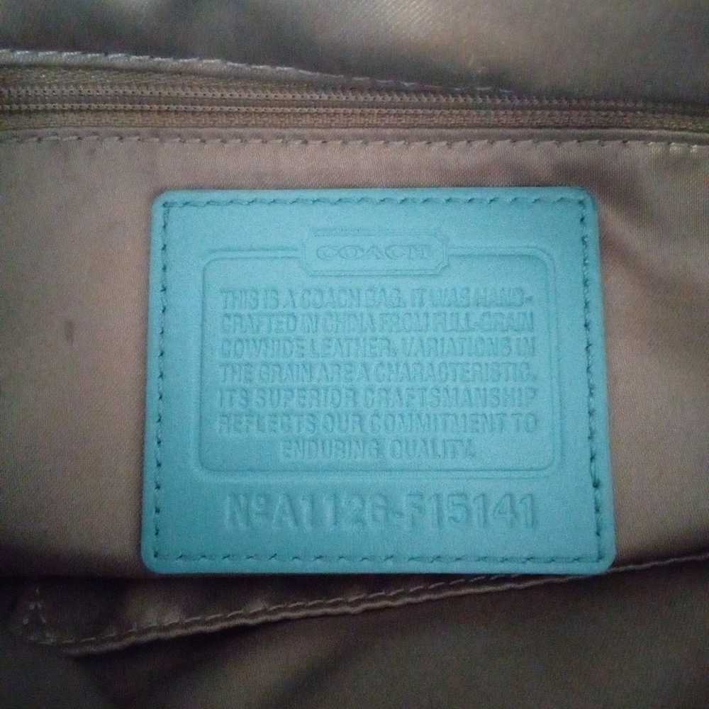 Coach Vintage Turquoise Stiched Patent Leather Sm… - image 6