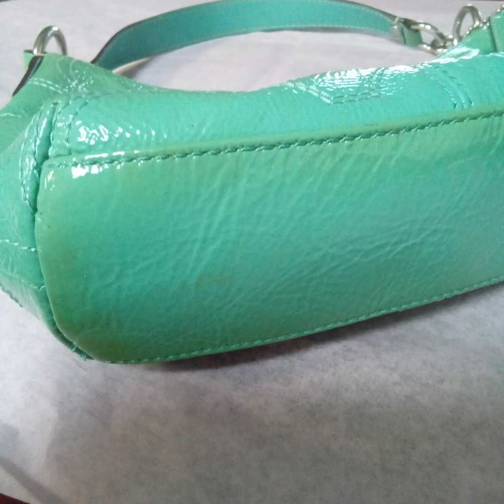 Coach Vintage Turquoise Stiched Patent Leather Sm… - image 7