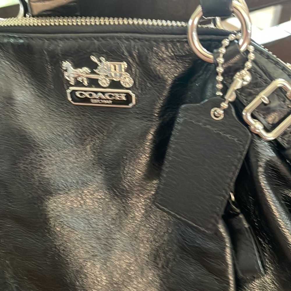 Beautiful Coach Madison Black Leather & Silver Ha… - image 3