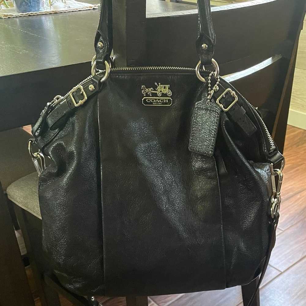 Beautiful Coach Madison Black Leather & Silver Ha… - image 5