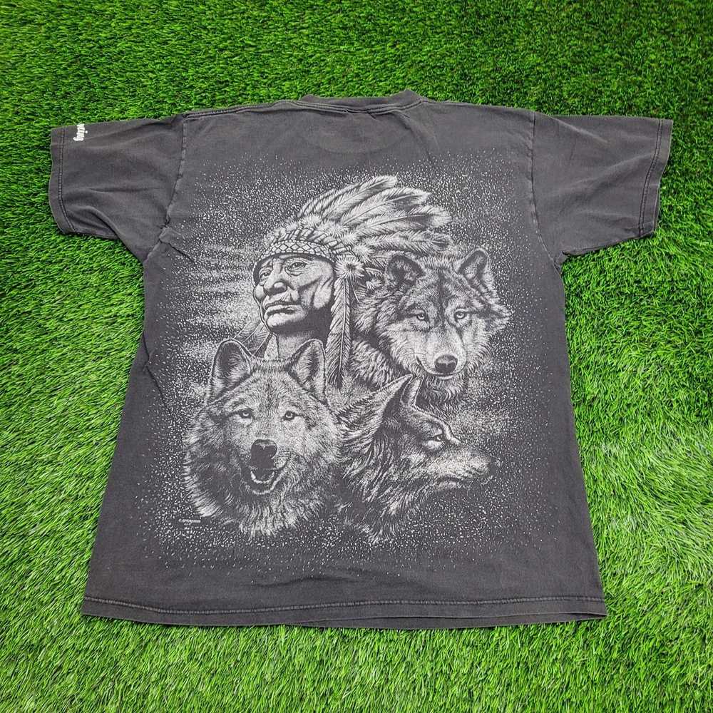 Tultex Vintage Native-American Wolf Shirt XL 23x3… - image 1