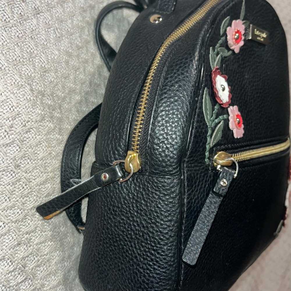 RARE Kate Spade Black Pebbled Leather Floral Appl… - image 5