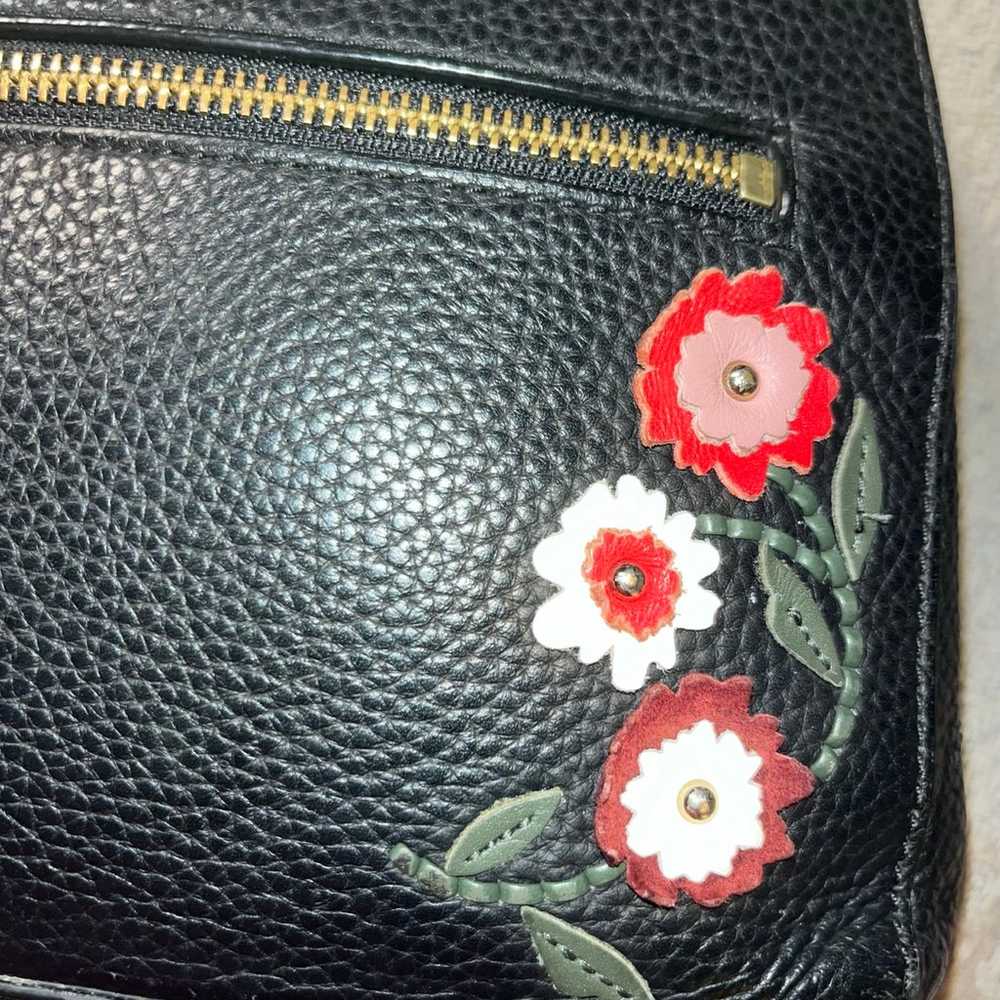 RARE Kate Spade Black Pebbled Leather Floral Appl… - image 7