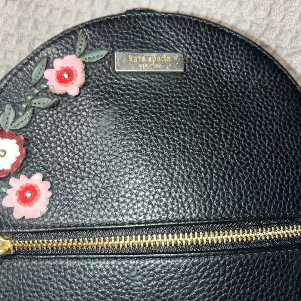 RARE Kate Spade Black Pebbled Leather Floral Appl… - image 9