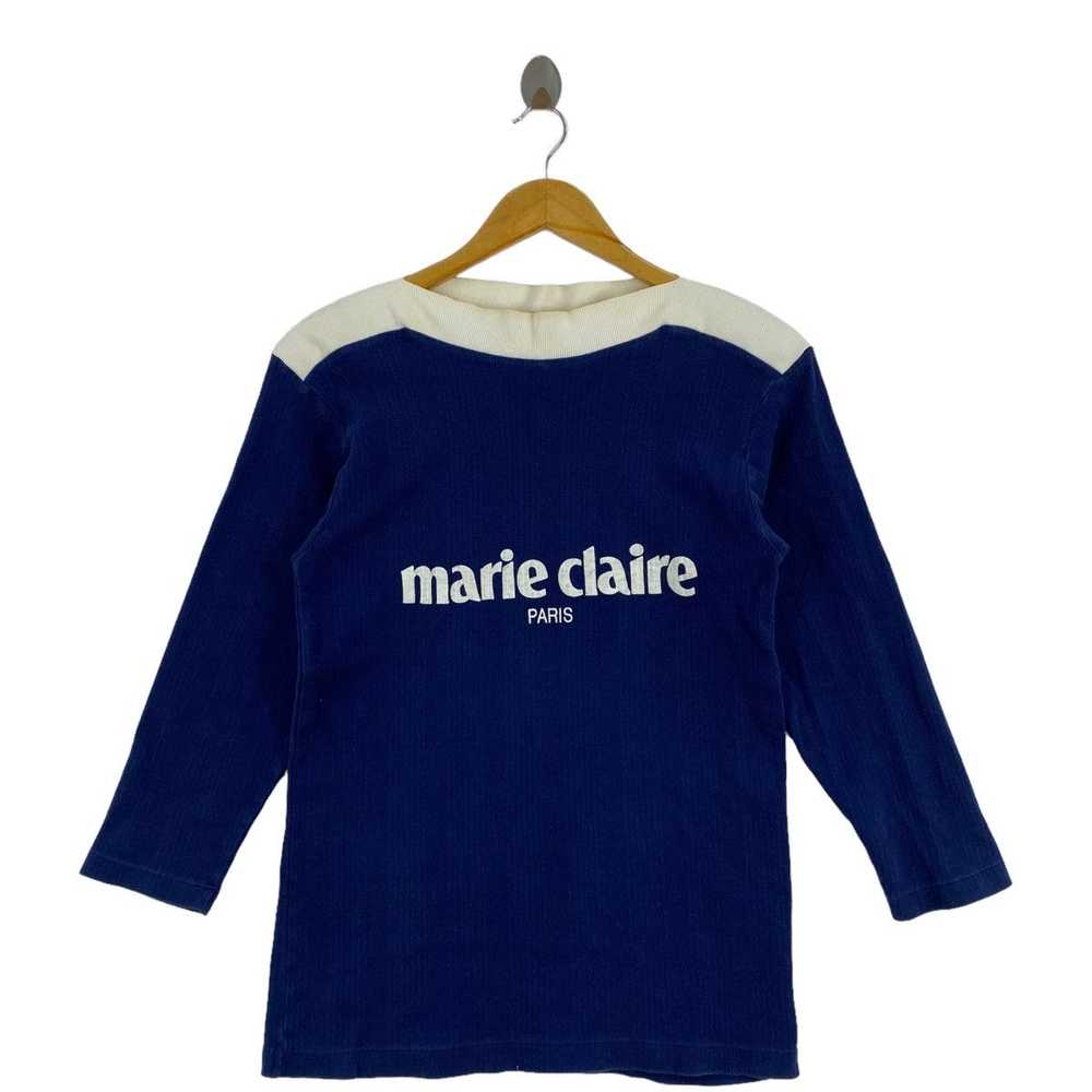 Other MARIE CLAIRE PARIS Brand Print Blue Long Sl… - image 1