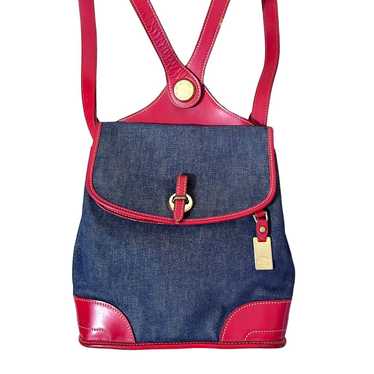 Dooney & Bourke Vintage 90’s Denim and Red Leathe… - image 1