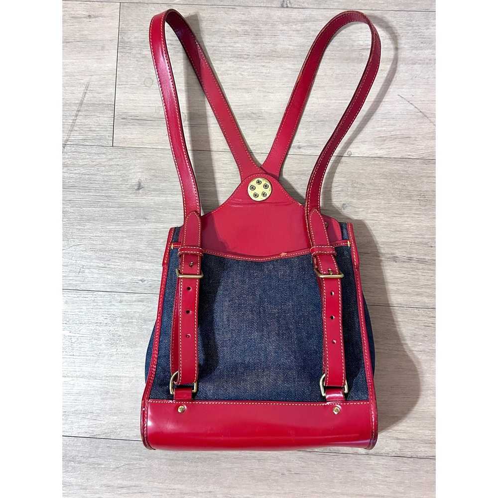 Dooney & Bourke Vintage 90’s Denim and Red Leathe… - image 2