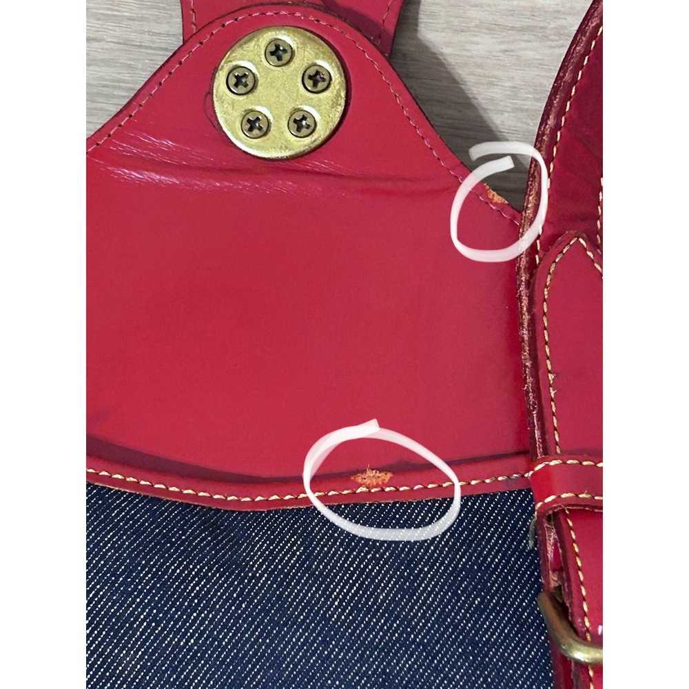 Dooney & Bourke Vintage 90’s Denim and Red Leathe… - image 4