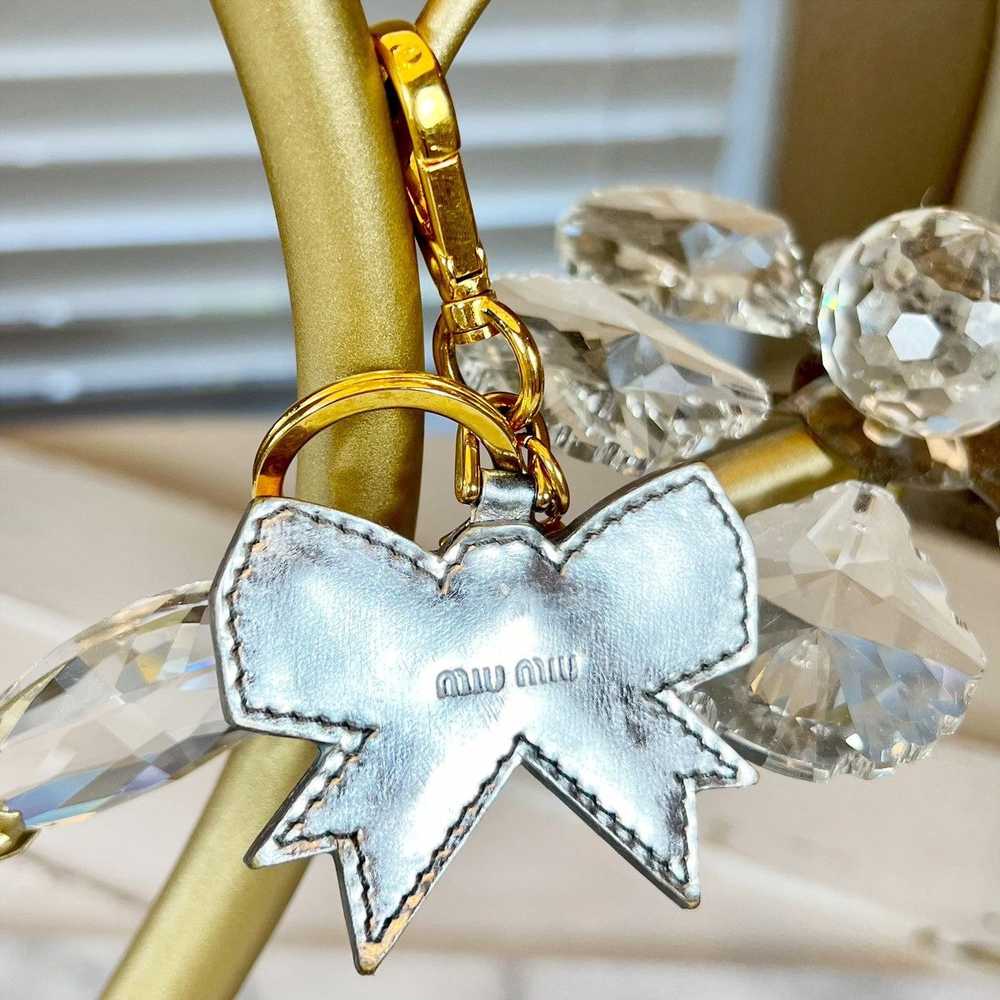 Miu Miu Miu Miu Crystal Bow Logo Bag Charm/Keycha… - image 5