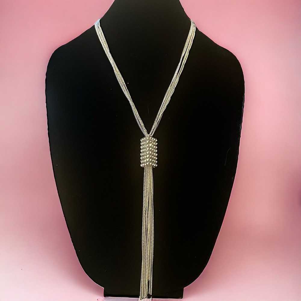 Other Long multi chain rhinestone tassel necklace - image 1