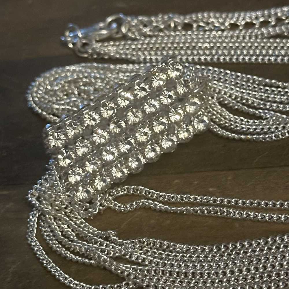 Other Long multi chain rhinestone tassel necklace - image 6