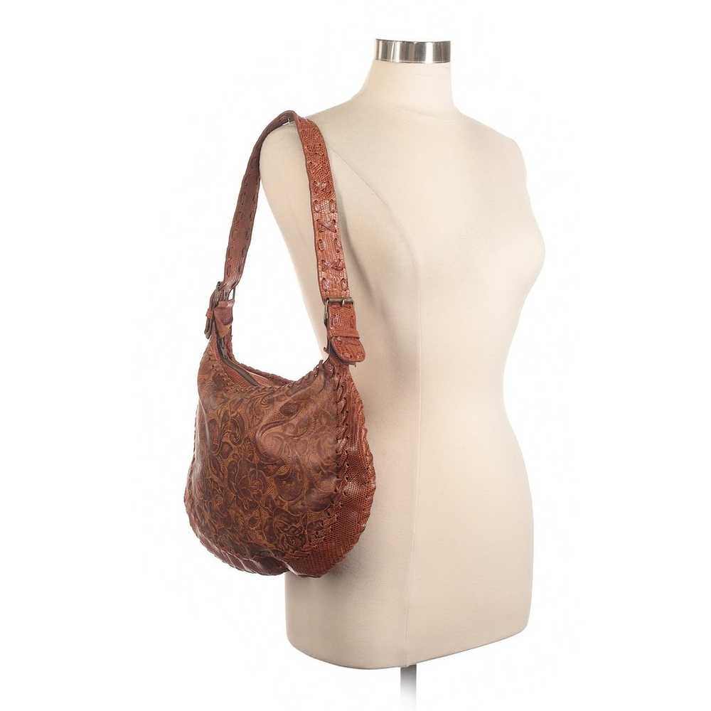 Carla Mancini Brown Leather Shoulder Bag w/ Raise… - image 3