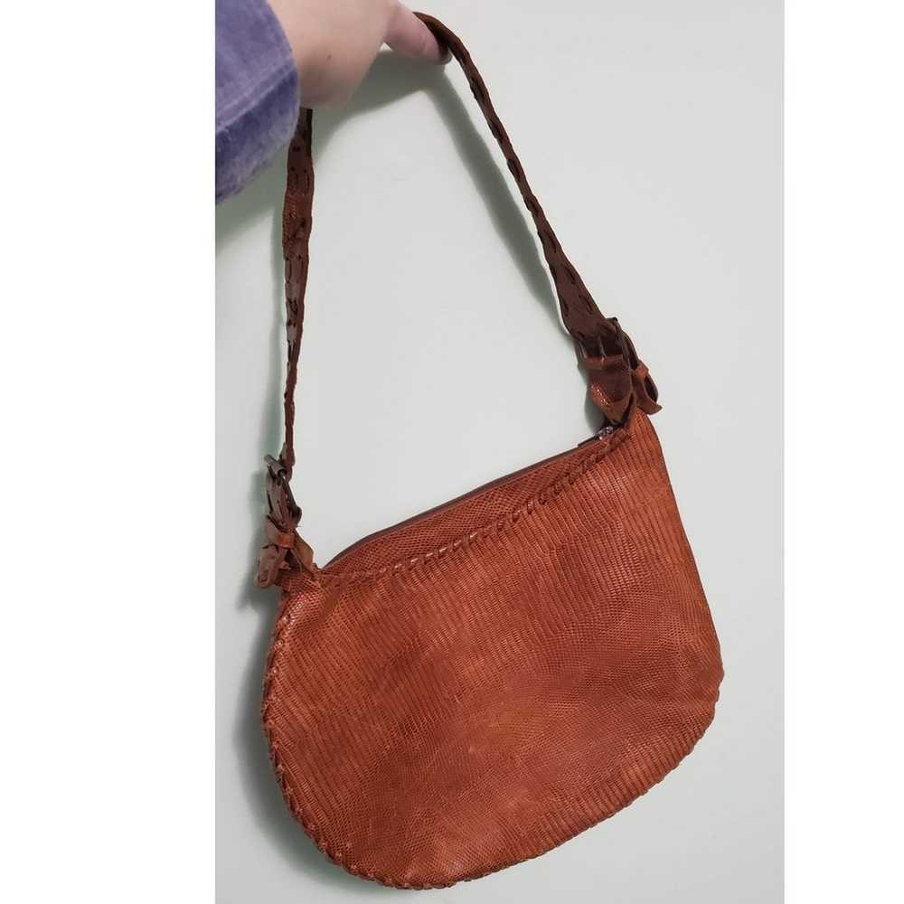 Carla Mancini Brown Leather Shoulder Bag w/ Raise… - image 8