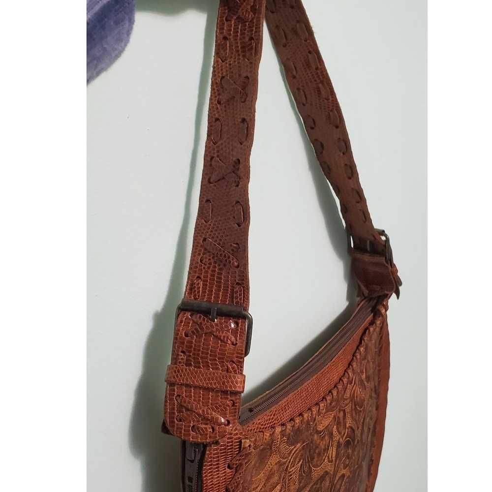 Carla Mancini Brown Leather Shoulder Bag w/ Raise… - image 9